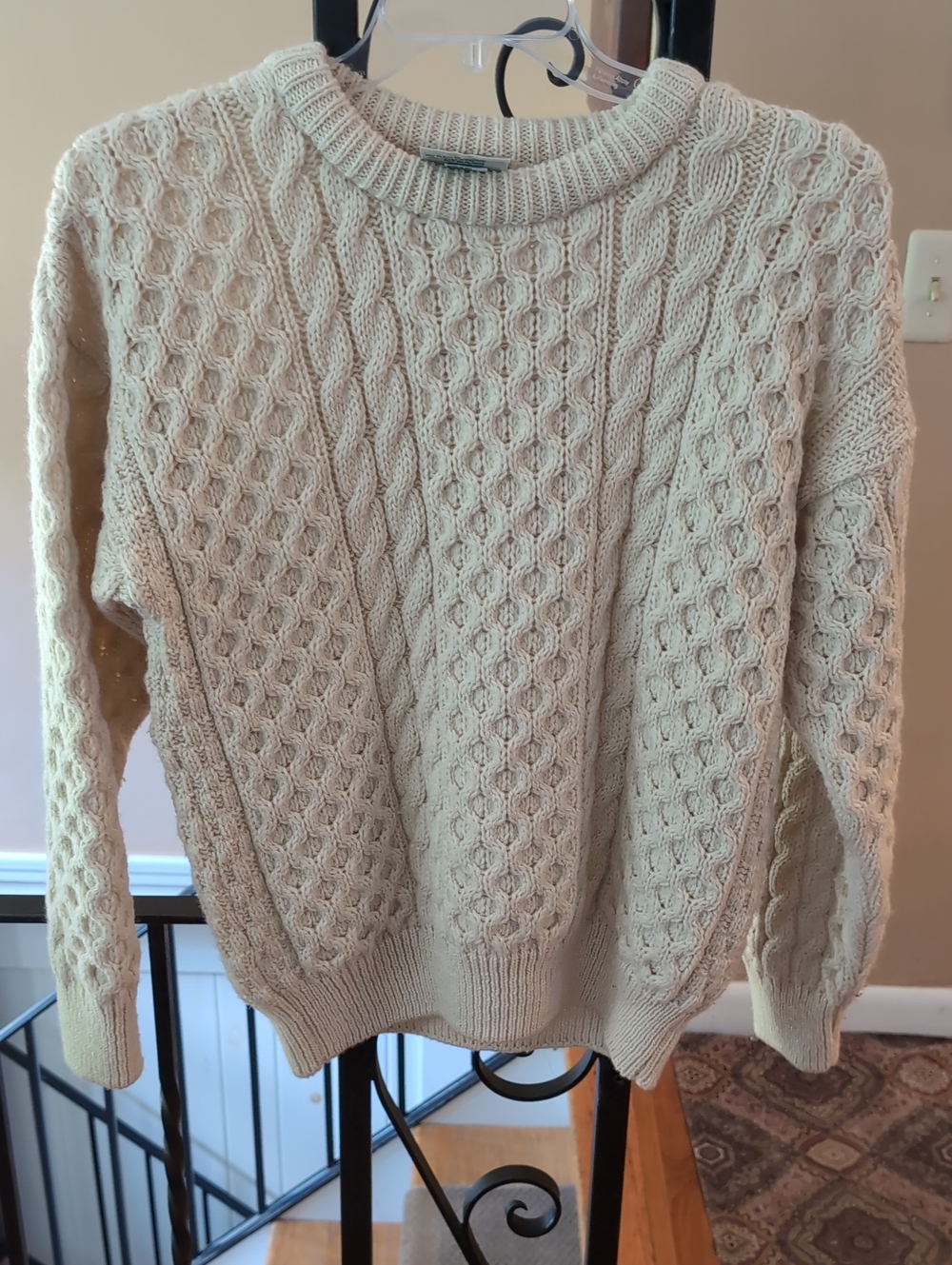Vintage Gaeltarra Ireland Pure Wool Aran Fisherman Cable Knit Sweater Size